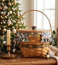Vintage 1994 Longaberger Christmas Collection Jingle Bell Basket Lid Liner picture