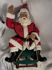 Clothtique Possible Dreams Santa's Snow Day Riding Sled And Waving On Heavy Base picture