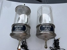 Pair Vintage Michelob Light Beer Wall Sconce Lighted Sign 1987 Crystal Lamps 19” picture