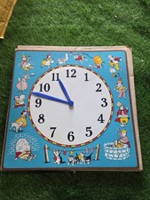 Vintage 1950s Ideal School Supply Nursery Rhyme Teaching Clock With Box picture