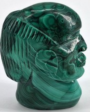 Natural High-Grade Banded Malachite Olmec Head – 3