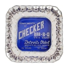 Vintage Marketing Ashtray / Checker Bar-B-Q Restaurant / Detroit Michigan MI picture
