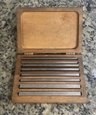 Vintage Starrett No. 384 Machinist Steel Parallels Set 4 Pairs (8 Pcs) Wood Case picture