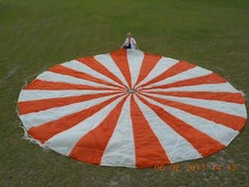 1952 USAF Milit.Candy Stripe Org/White C-9 Parachute w/full lines/damaged risers picture