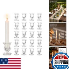 Inweder Glass Clear Candlestick Holders Bulk - Crystal Taper picture