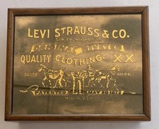  Levi Strauss & Co 1974 Wood Jewelry Box Mirrored Original Riveted Display VTG picture