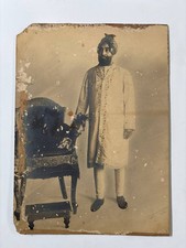 Antique Indian Maharaja Princely Royal Portrait Photograph Turban India Vintage picture