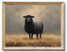 RETRART Vintage Black Sheep Canvas Wall Art Print, Cottagecore Farmhouse Wall... picture
