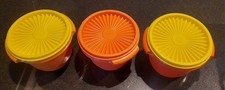 Tupperware Orange Yellow Vintage Lot Of 3 With Lids picture