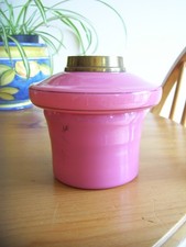 TALL DARK PINK GLASS OIL LAMP FONT+DUPLEX COLLAR-GC. picture