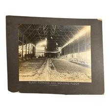 Antique Large Cabinet Card Early Photograph Blast Furnace Owned by Mike Wolfe picture