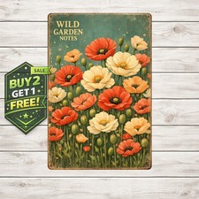 The Field of Poppies Flower Vintage Metal Tin Sign 8x12 Home Decor picture