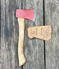 Vintage Collins? BSA Boy Scout Red Axe Hatchet & Sheath Troop 86 Concord NH 847 picture