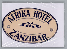 Vintage AFRIKA HOTEL ZANZIBAR Luggage Gum Label Original Africa Travel Sticker picture