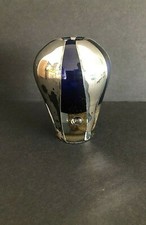 Vintage Art Glass VASE Cobalt Blue SILVER Design picture