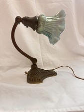  Antique Bellova HG McFaddin Gooseneck Desk Boudoir Lamp Iridescent Glass Shade picture