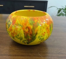 VINTAGE CALIFORNIA POTTERY GLAZED PLANTER/Bowl - MID-CENTURY MOD UV Reactive picture