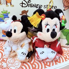 Disney Store Japan Kyoto Limited Mickey Minnie Kimono Plush Keychain Set 2pc picture