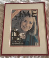 Hillary Clinton Signed Time Magazine Cover Sept 1992 Framed picture
