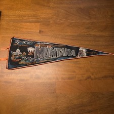 Vintage Collectible Souvenir Montana Black Felt Pennant Made In Japan picture