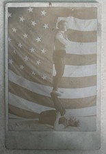 Circa 1896 Circus Acrobats Cabinet Card Photo With Lg. US Flag picture