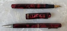 Set 1930s WAHL-OXFORD Burgundy Fountain Pen # 0 Stamped and Mechanical Pencil picture