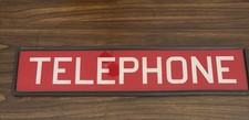 Vintage Red & White Heavy Glass Telephone Booth Sign ~26