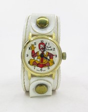 Vintage c1970s Ronald McDonald Swiss Wristwatch Leather Band in Promo Case picture
