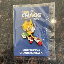 Sonic Chaos Hunt Super Sonic the Hedgehog Chaos Green Emerald Pin picture