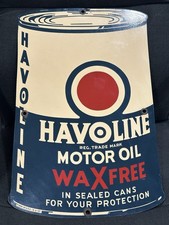 Vintage HAVOLINE MOTOR OIL Painted Metal Sign Can Rare Original   Auto 1937 picture