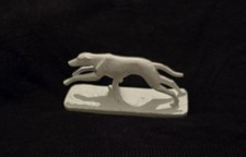 Vintage Racing Greyhound Dog 5-Inch Figurine Art Deco Era White Paint Over Metal picture