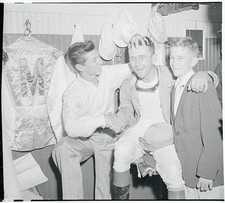 Jockey Dave Erb center of attention after rode Needles to victory- 1956 Photo picture