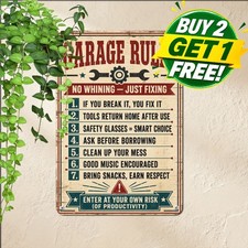 Humorous Family House Rules Etiquette Metal Tin Sign Funny Home Wall Art picture