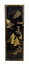 Geisha Black Lacquer Japanese Mother Of Pearl Wall Art Panel Floral 36''X12' MCM picture