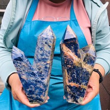 2 pieces 5.25LB Natural Blue Vein Stone Crystal Multi Pointed Pillar Heals 2242 picture