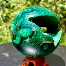 1.1LB Natural Malachite Geode Sphere Druzy Cave Crystal Ball Healing Mineral Spe picture