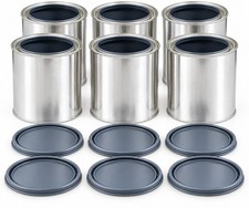 ✨ Set of 6 Brand New Metal Quart Paint Cans with Epoxy Lining & Secure Lids picture