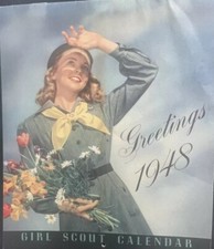 REDUCED RARE NEW BEAUTIFUL Vintage 1948 GIRL SCOUT WALL CALENDAR/GREAT PICTURES picture