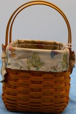 Longaberger 2002 Square Basket w Protector Leaf Liner 6x6 Fixed Handle picture