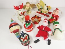 Christmas LG Wooden Ornament Lot Unique 10 Hand Painted Rudolph Chenille + C5526 picture