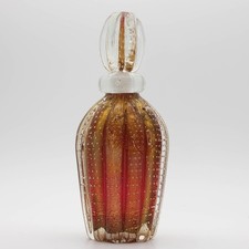 Vtg Murano Glass Perfume Bottle Red Gold Aventurine Bullicante Barovier & Toso picture