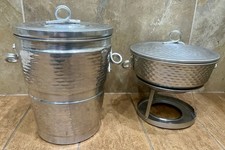 MCM Vtg ULTRA RARE VERSION Aluminum Nasco Italy Ice Bucket w/ Bonus Warming Set picture