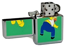 Homer Simpson Kiss My Butt Flip Top Chrome Oil Lighter Wind Resistant Flame picture