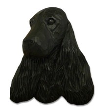 English Cocker Spaniel Head Plaque Figurine Black picture