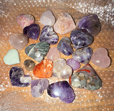 Heart-Shaped Polished Tumbled Stones/Crystals Lot, Assorted Mixed Colors picture