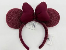 Disney Parks Burgundy Sparkly Minnie Mouse Ears Headband NWT 2026 Dark Cherry picture