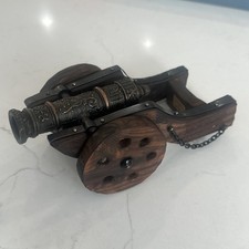 Vintage Artilleria Imperial Siglo XV Wood and Metal Display Cannon picture
