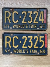 RARE 2 Consecutive # NY World's Fair 1964 License Plates RC 2324 RC 2325 picture