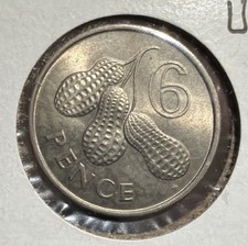 1966 Gambia Six Pence 6 Pence UNCIRCULATED Copper Nickel Coin-19.5MM-KM#3 picture