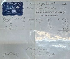 1862 F. Bassett & Co. Livery Stable Receipt/Invoice to Lewis W. Taylor picture